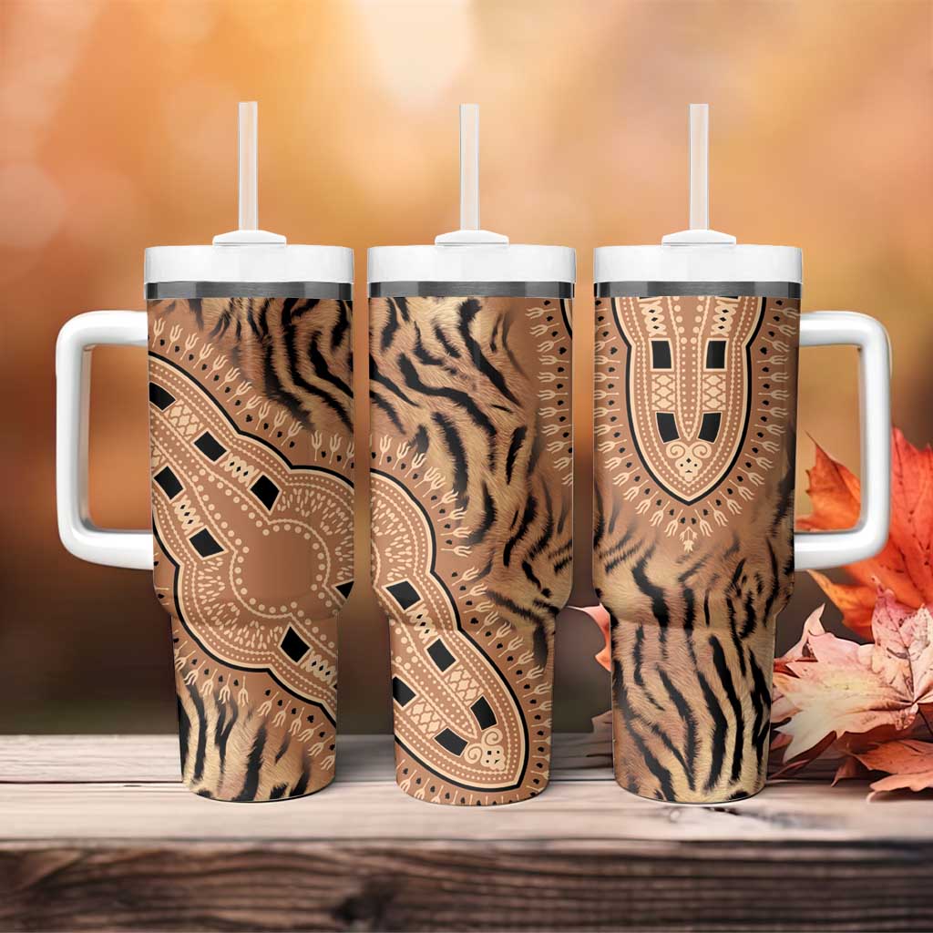 Africa Tiger Mix Dashiki Tribal Pattern Tumbler With Handle - Wonder Print Shop