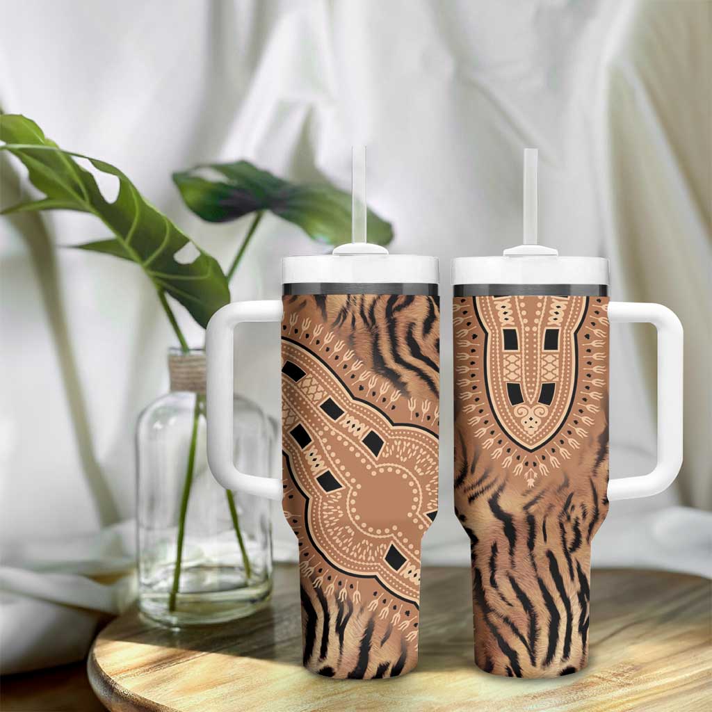 Africa Tiger Mix Dashiki Tribal Pattern Tumbler With Handle - Wonder Print Shop