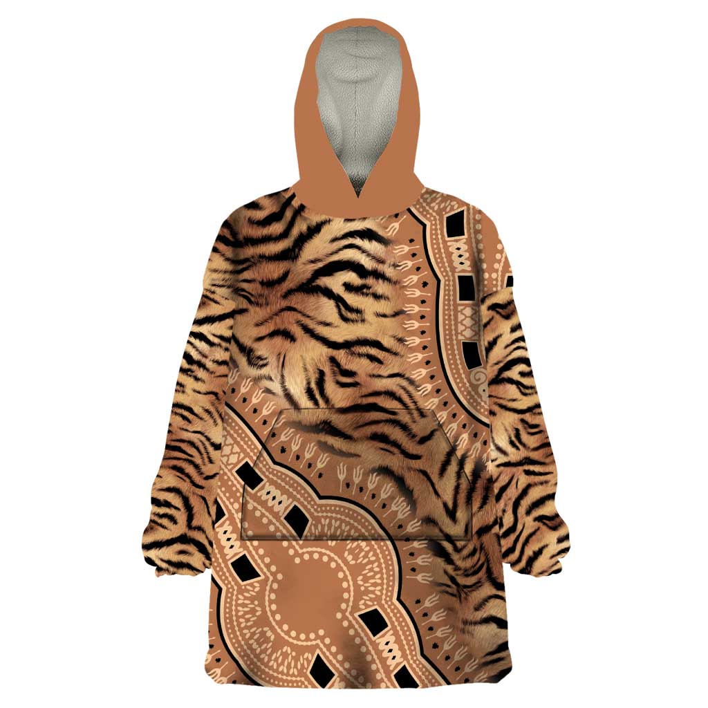 Africa Tiger Mix Dashiki Tribal Pattern Wearable Blanket Hoodie - Wonder Print Shop