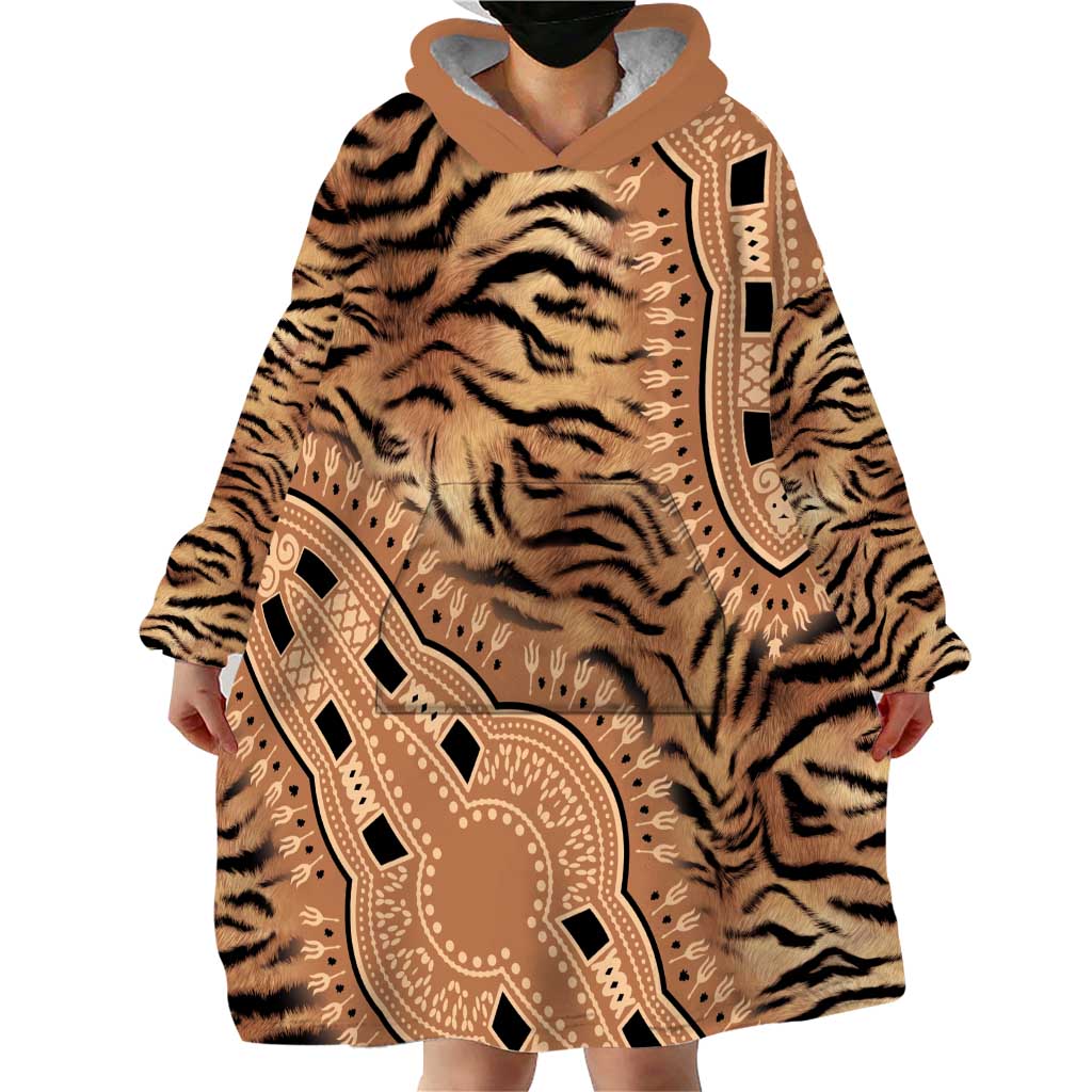 Africa Tiger Mix Dashiki Tribal Pattern Wearable Blanket Hoodie - Wonder Print Shop