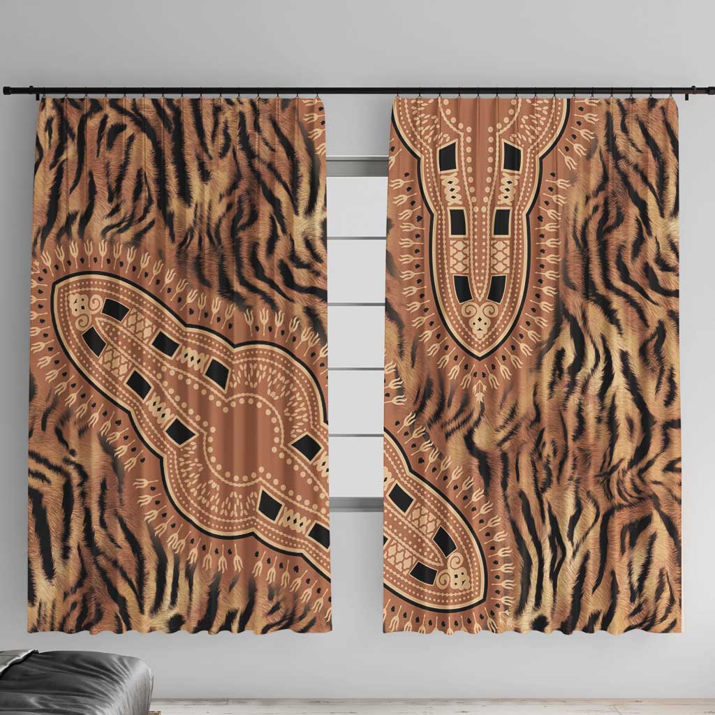 Africa Tiger Mix Dashiki Tribal Pattern Window Curtain - Wonder Print Shop