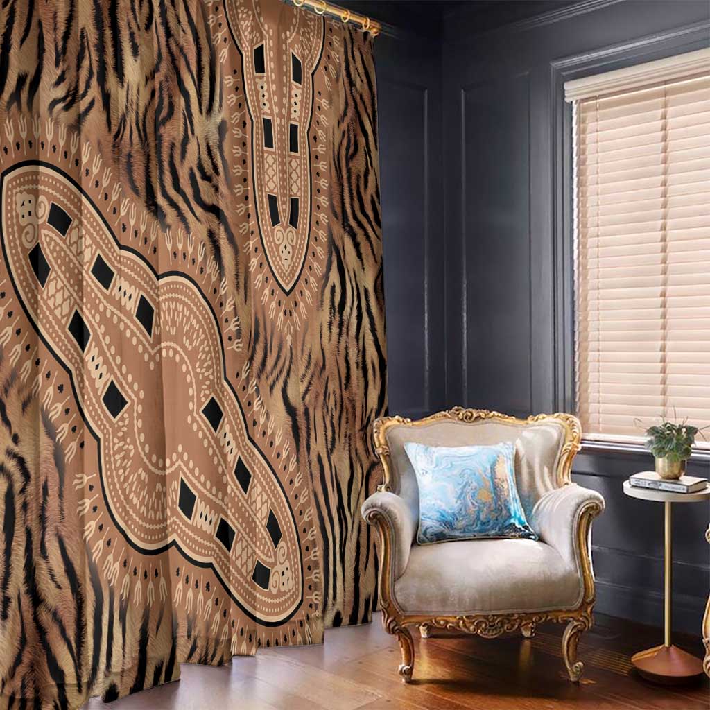 Africa Tiger Mix Dashiki Tribal Pattern Window Curtain - Wonder Print Shop