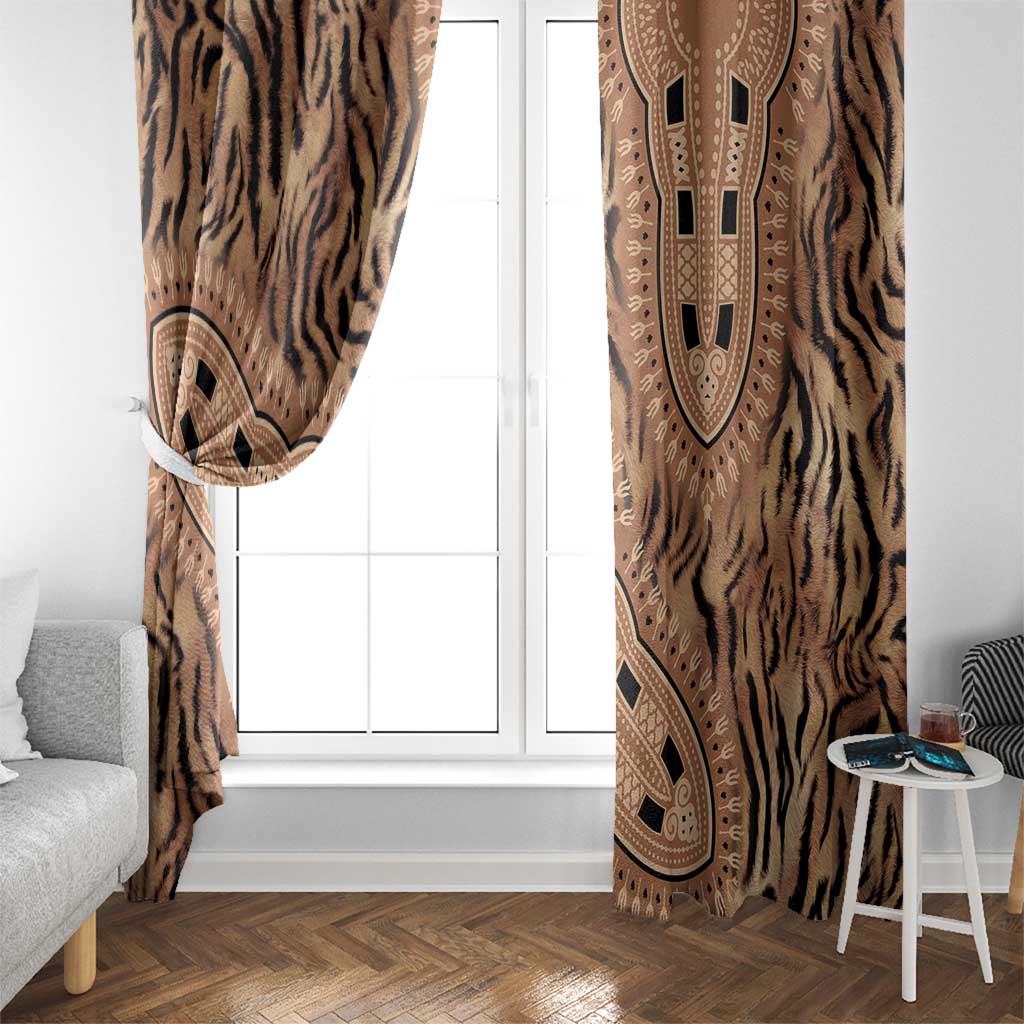 Africa Tiger Mix Dashiki Tribal Pattern Window Curtain - Wonder Print Shop
