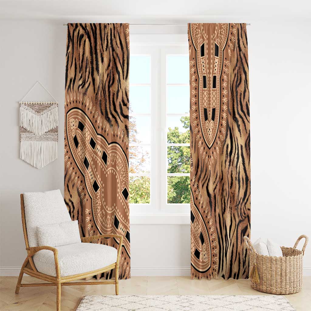 Africa Tiger Mix Dashiki Tribal Pattern Window Curtain - Wonder Print Shop
