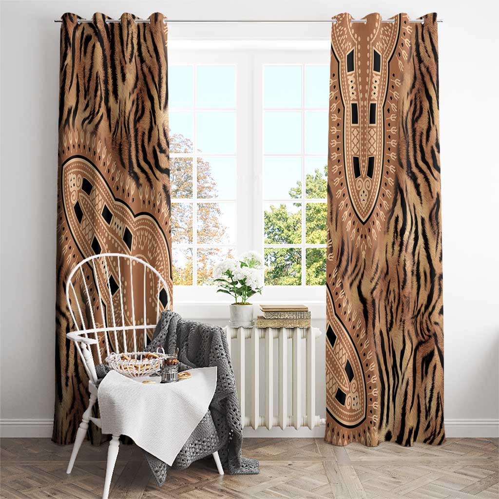 Africa Tiger Mix Dashiki Tribal Pattern Window Curtain - Wonder Print Shop