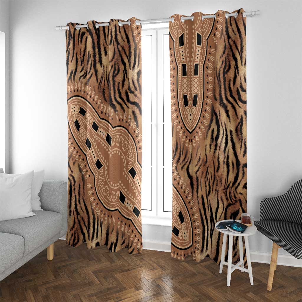 Africa Tiger Mix Dashiki Tribal Pattern Window Curtain - Wonder Print Shop