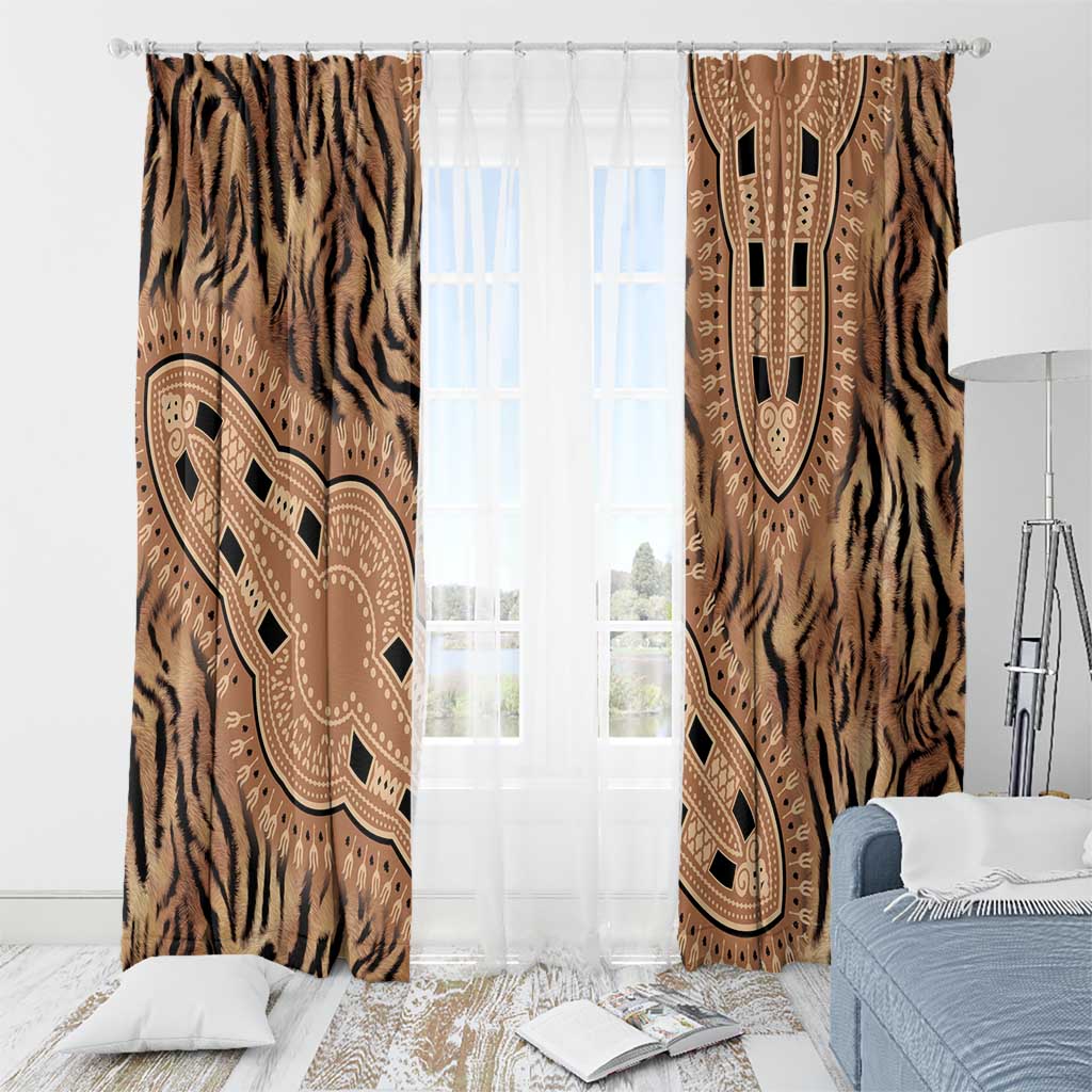 Africa Tiger Mix Dashiki Tribal Pattern Window Curtain - Wonder Print Shop