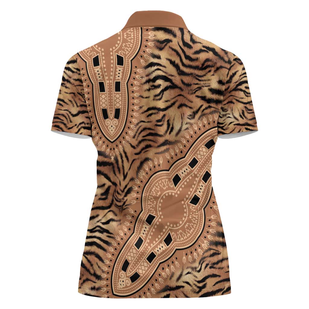 Africa Tiger Mix Dashiki Tribal Pattern Women Polo Shirt - Wonder Print Shop
