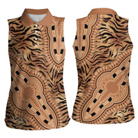 Africa Tiger Mix Dashiki Tribal Pattern Women Sleeveless Polo Shirt - Wonder Print Shop