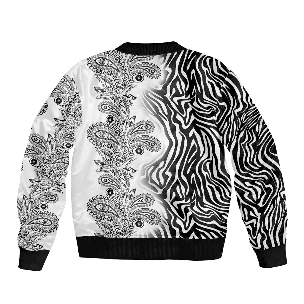 Africa Zebra Mix Paisley Tribal Pattern Bomber Jacket LT9 - Wonder Print Shop