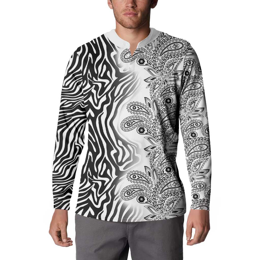 Africa Zebra Mix Paisley Tribal Pattern Button Sweatshirt LT9 - Wonder Print Shop