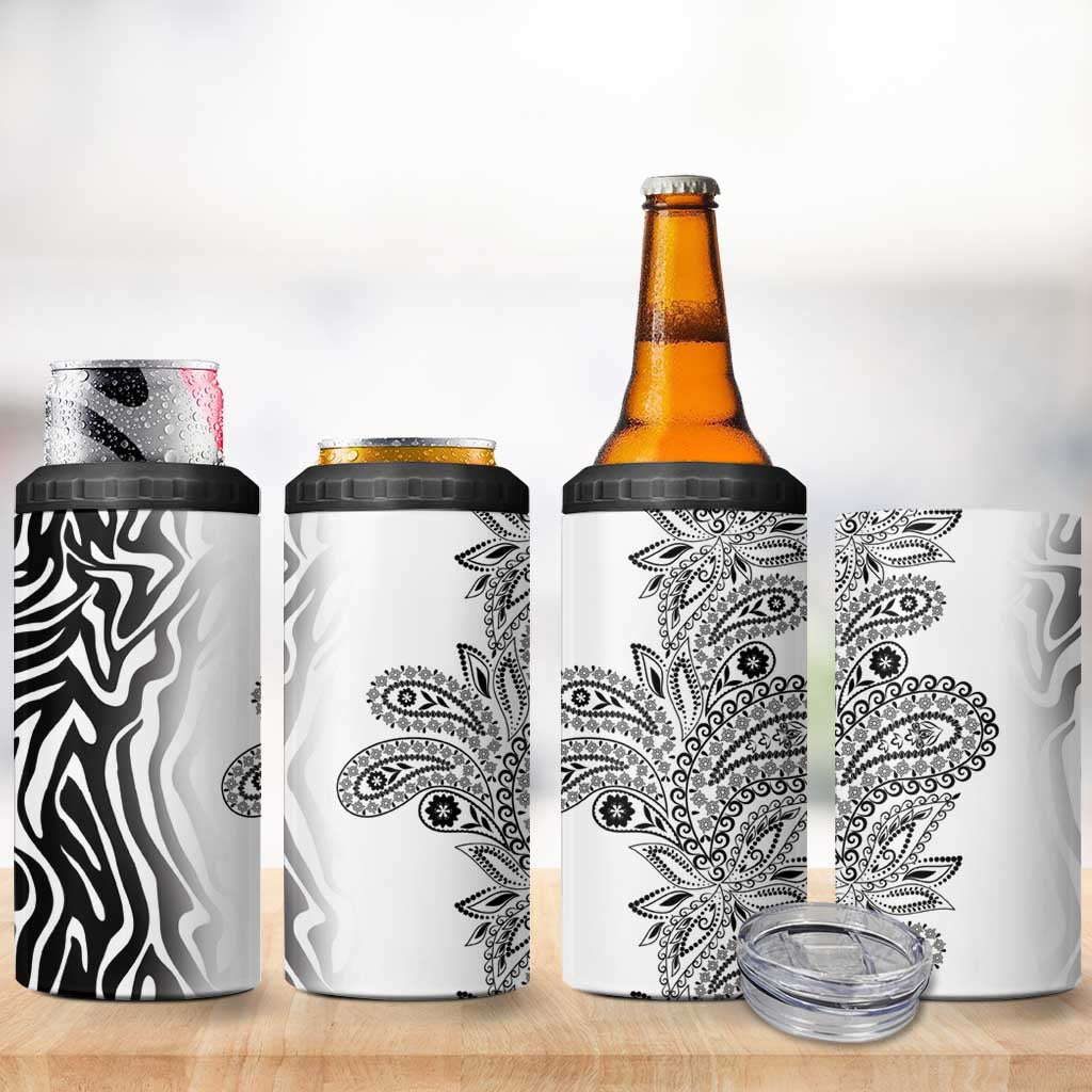 Africa Zebra Mix Paisley Tribal Pattern 4 in 1 Can Cooler Tumbler LT9 - Wonder Print Shop