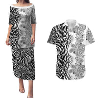 Africa Zebra Mix Paisley Tribal Pattern Couples Matching Puletasi and Hawaiian Shirt LT9 - Wonder Print Shop