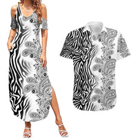 Africa Zebra Mix Paisley Tribal Pattern Couples Matching Summer Maxi Dress and Hawaiian Shirt LT9 - Wonder Print Shop