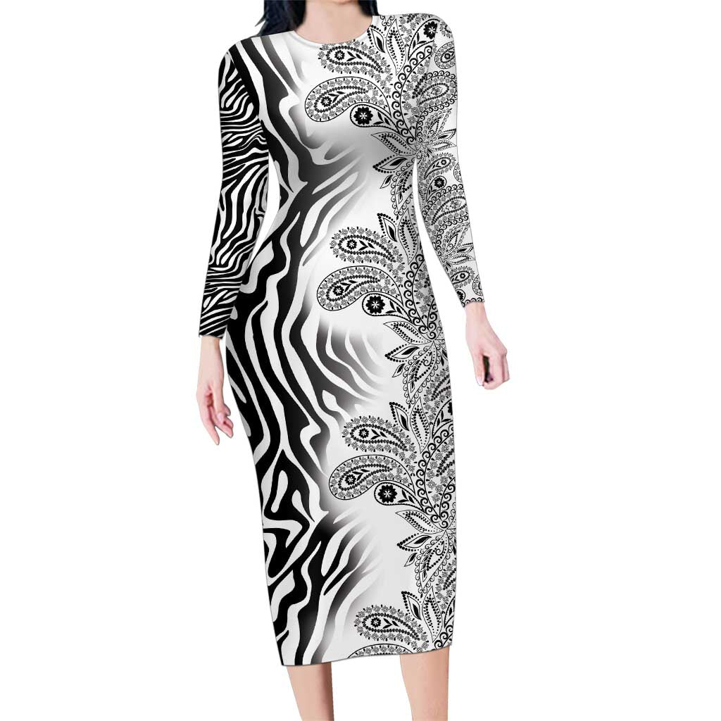 Africa Zebra Mix Paisley Tribal Pattern Family Matching Long Sleeve Bodycon Dress and Hawaiian Shirt LT9 - Wonder Print Shop