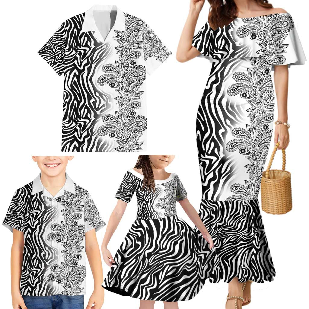 Africa Zebra Mix Paisley Tribal Pattern Family Matching Mermaid Dress and Hawaiian Shirt LT9 - Wonder Print Shop