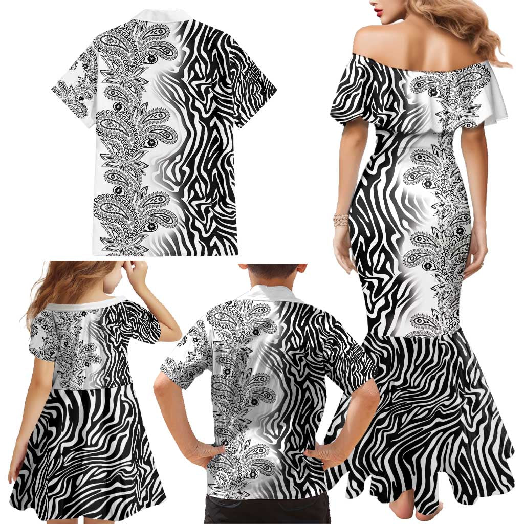 Africa Zebra Mix Paisley Tribal Pattern Family Matching Mermaid Dress and Hawaiian Shirt LT9 - Wonder Print Shop