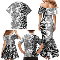 Africa Zebra Mix Paisley Tribal Pattern Family Matching Mermaid Dress and Hawaiian Shirt LT9 - Wonder Print Shop