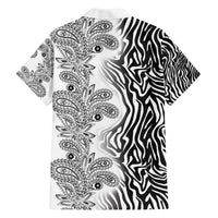 Africa Zebra Mix Paisley Tribal Pattern Family Matching Off The Shoulder Long Sleeve Dress and Hawaiian Shirt - Wonder Print Shop