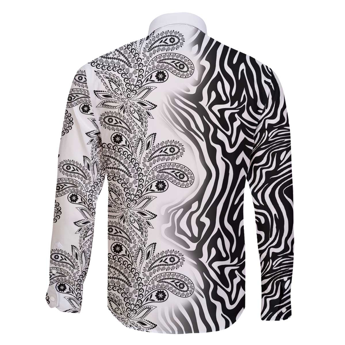 Africa Zebra Mix Paisley Tribal Pattern Family Matching Off The Shoulder Long Sleeve Dress and Hawaiian Shirt - Wonder Print Shop