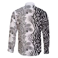 Africa Zebra Mix Paisley Tribal Pattern Family Matching Off The Shoulder Long Sleeve Dress and Hawaiian Shirt - Wonder Print Shop