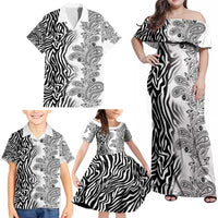 Africa Zebra Mix Paisley Tribal Pattern Family Matching Off Shoulder Maxi Dress and Hawaiian Shirt LT9 - Wonder Print Shop