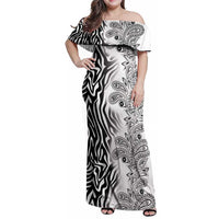 Africa Zebra Mix Paisley Tribal Pattern Family Matching Off Shoulder Maxi Dress and Hawaiian Shirt LT9 - Wonder Print Shop