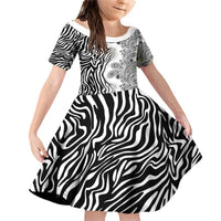 Africa Zebra Mix Paisley Tribal Pattern Family Matching Off Shoulder Short Dress and Hawaiian Shirt LT9 - Wonder Print Shop