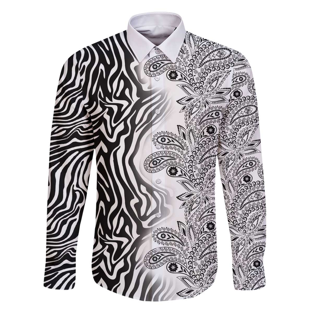 Africa Zebra Mix Paisley Tribal Pattern Family Matching Off Shoulder Short Dress and Hawaiian Shirt LT9 - Wonder Print Shop