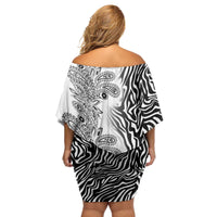 Africa Zebra Mix Paisley Tribal Pattern Family Matching Off Shoulder Short Dress and Hawaiian Shirt LT9 - Wonder Print Shop