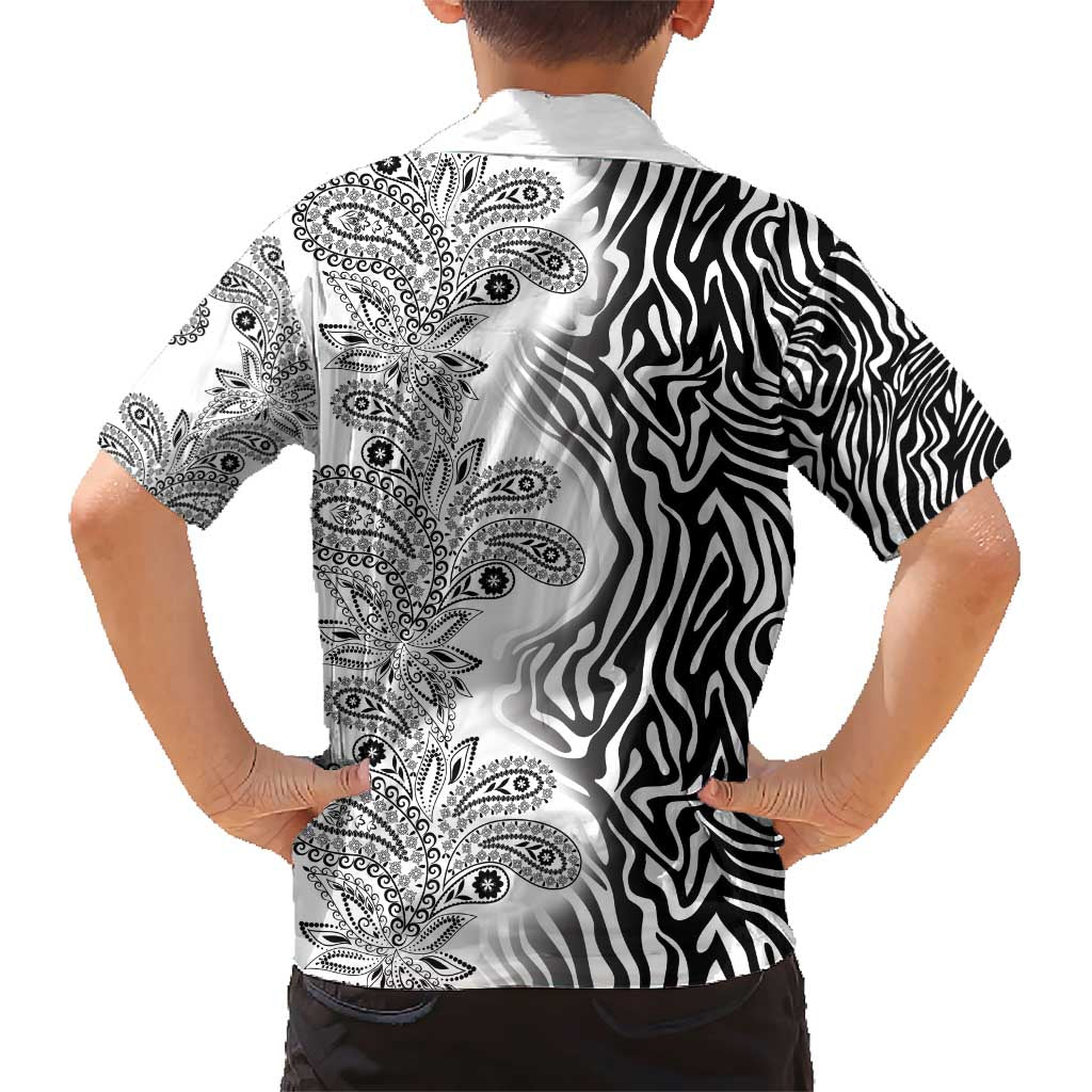 Africa Zebra Mix Paisley Tribal Pattern Family Matching Short Sleeve Bodycon Dress and Hawaiian Shirt - Wonder Print Shop
