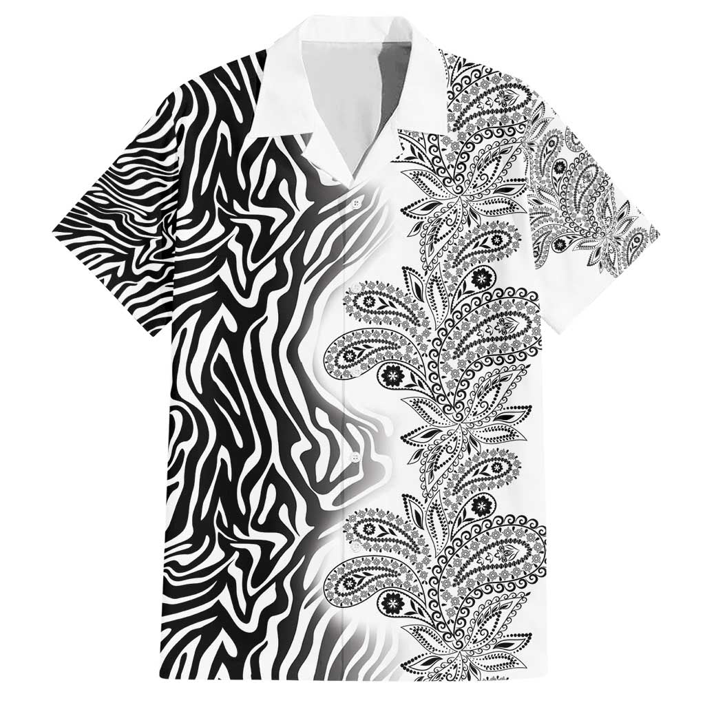 Africa Zebra Mix Paisley Tribal Pattern Family Matching Short Sleeve Bodycon Dress and Hawaiian Shirt - Wonder Print Shop