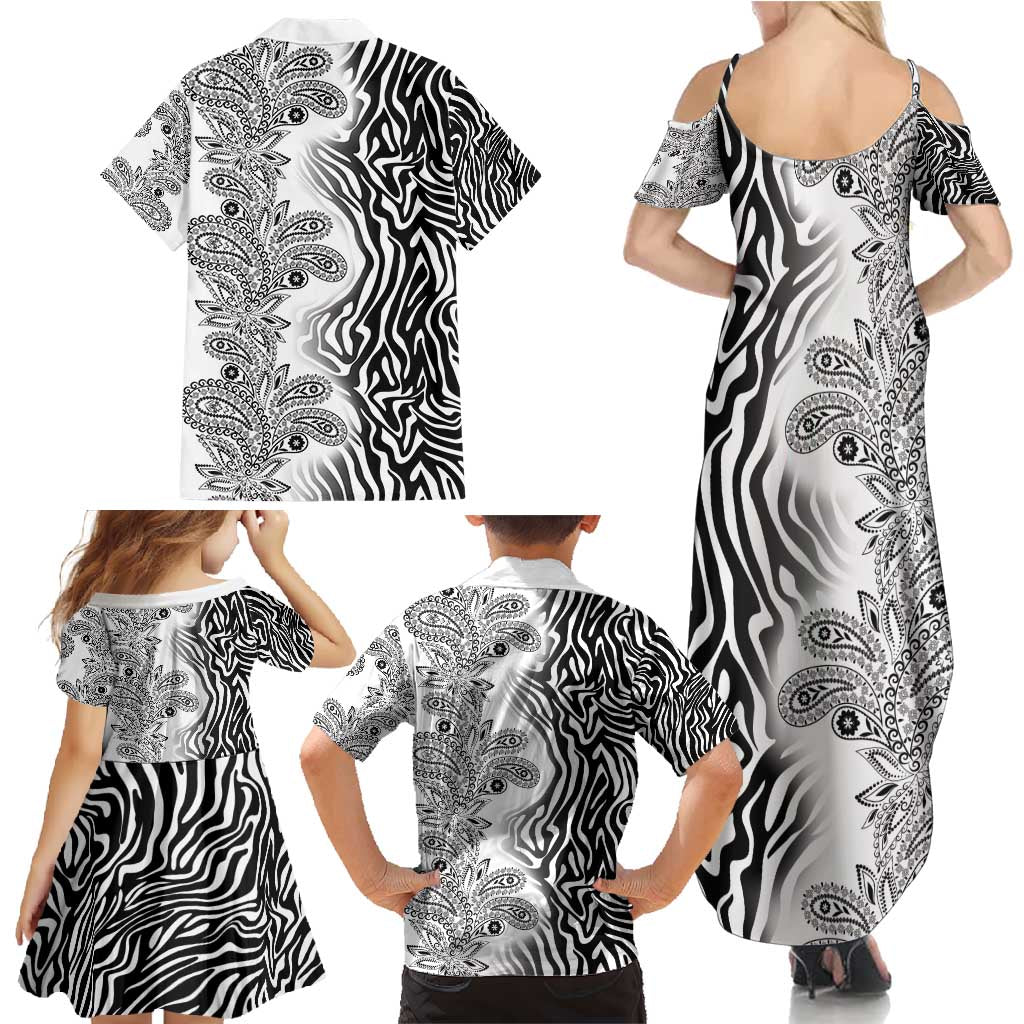 Africa Zebra Mix Paisley Tribal Pattern Family Matching Summer Maxi Dress and Hawaiian Shirt - Wonder Print Shop
