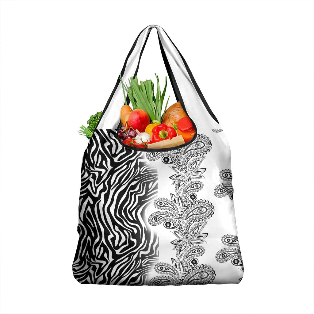 Africa Zebra Mix Paisley Tribal Pattern Grocery Bag