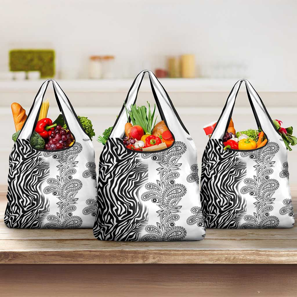 Africa Zebra Mix Paisley Tribal Pattern Grocery Bag