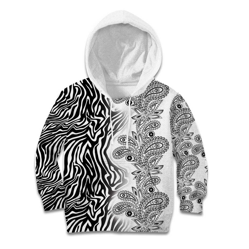 Africa Zebra Mix Paisley Tribal Pattern Kid Hoodie - Wonder Print Shop