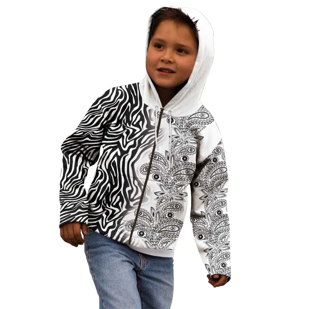 Africa Zebra Mix Paisley Tribal Pattern Kid Hoodie - Wonder Print Shop