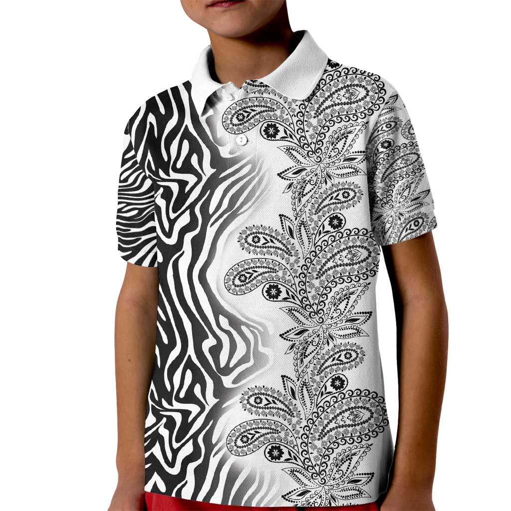 Africa Zebra Mix Paisley Tribal Pattern Kid Polo Shirt - Wonder Print Shop