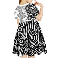 Africa Zebra Mix Paisley Tribal Pattern Kid Short Sleeve Dress - Wonder Print Shop
