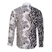 Africa Zebra Mix Paisley Tribal Pattern Long Sleeve Button Shirt - Wonder Print Shop