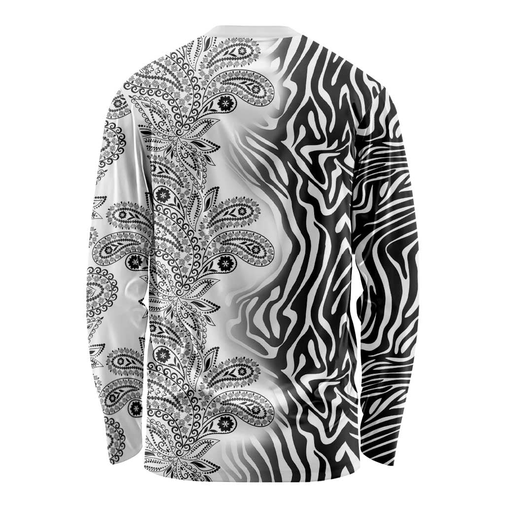 Africa Zebra Mix Paisley Tribal Pattern Long Sleeve Shirt - Wonder Print Shop