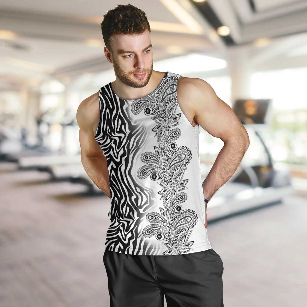 Africa Zebra Mix Paisley Tribal Pattern Men Tank Top - Wonder Print Shop