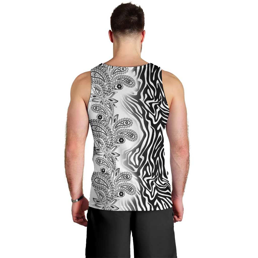 Africa Zebra Mix Paisley Tribal Pattern Men Tank Top - Wonder Print Shop