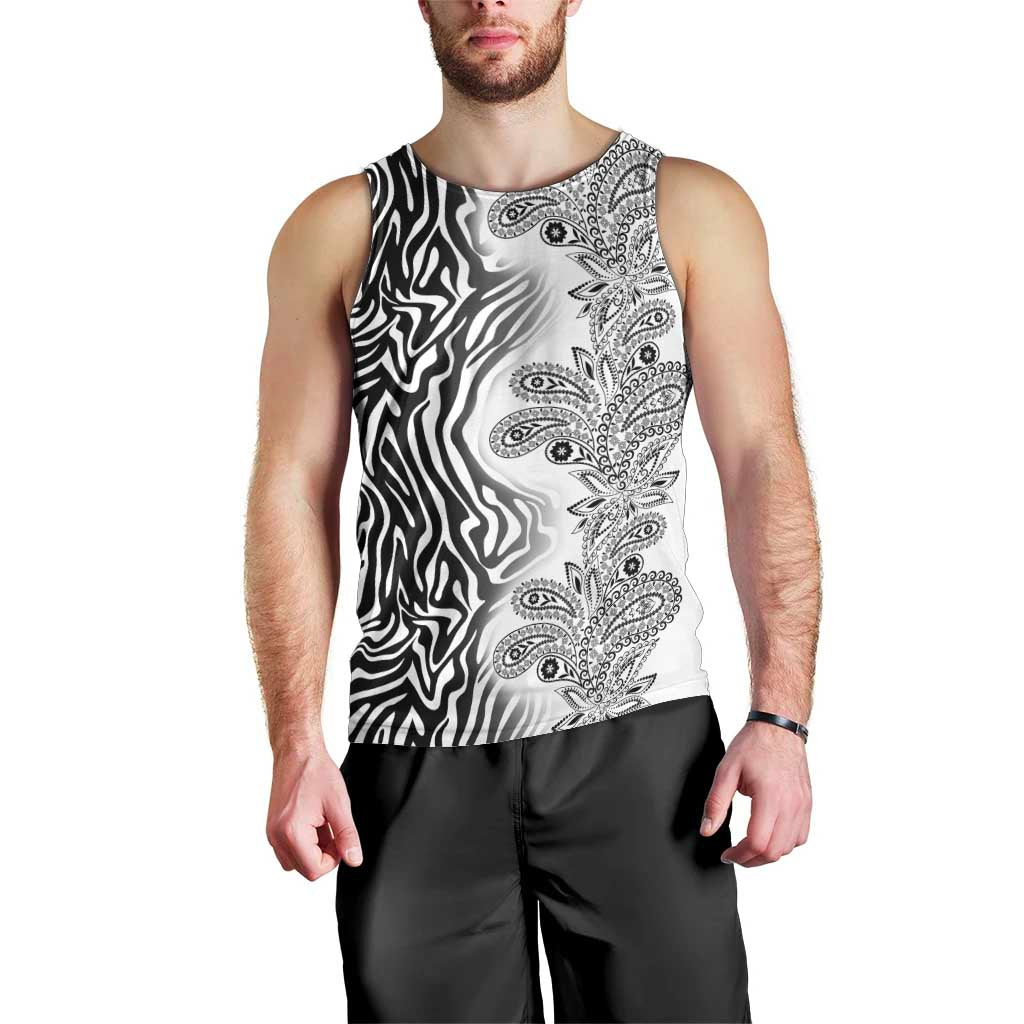 Africa Zebra Mix Paisley Tribal Pattern Men Tank Top - Wonder Print Shop