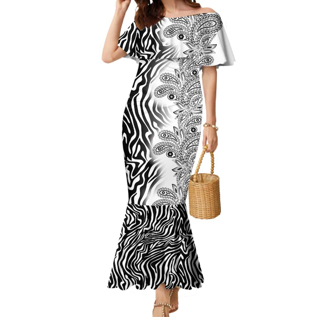 Africa Zebra Mix Paisley Tribal Pattern Mermaid Dress - Wonder Print Shop