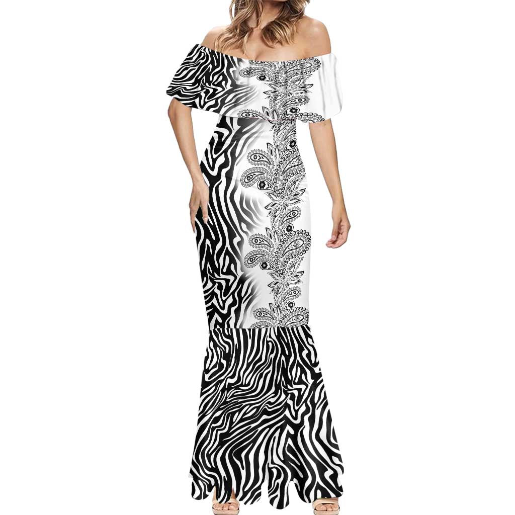 Africa Zebra Mix Paisley Tribal Pattern Mermaid Dress - Wonder Print Shop