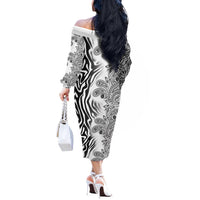 Africa Zebra Mix Paisley Tribal Pattern Off The Shoulder Long Sleeve Dress - Wonder Print Shop