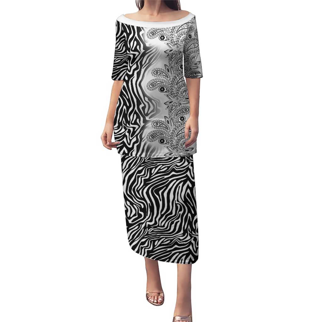 Africa Zebra Mix Paisley Tribal Pattern Puletasi - Wonder Print Shop