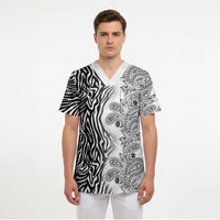 Africa Zebra Mix Paisley Tribal Pattern Scrub Top