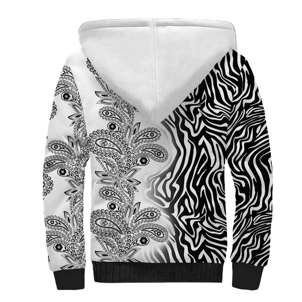 Africa Zebra Mix Paisley Tribal Pattern Sherpa Hoodie - Wonder Print Shop